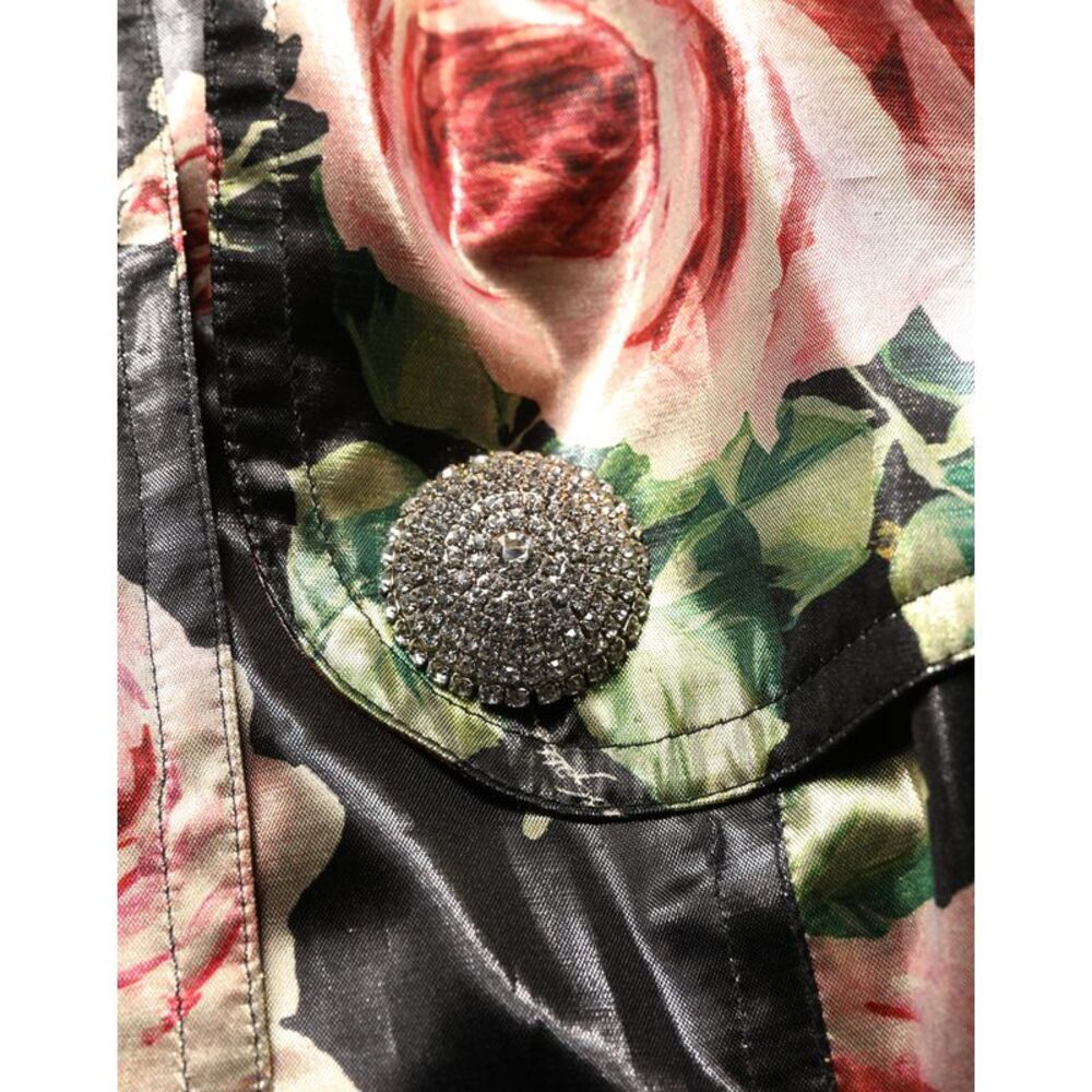 Dolce & Gabbana Black Floral Belted Polyester Trench Coat Women's Jacket